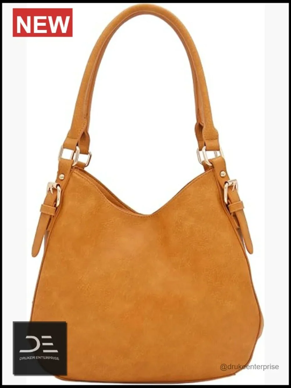 Faux Leather Medium Hobo Bag with 3 Compartments
